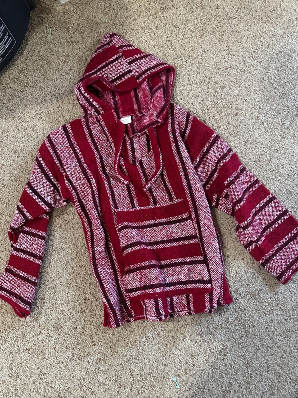 Artisan Red and Light Pink Striped Hooded Pullover for Kids